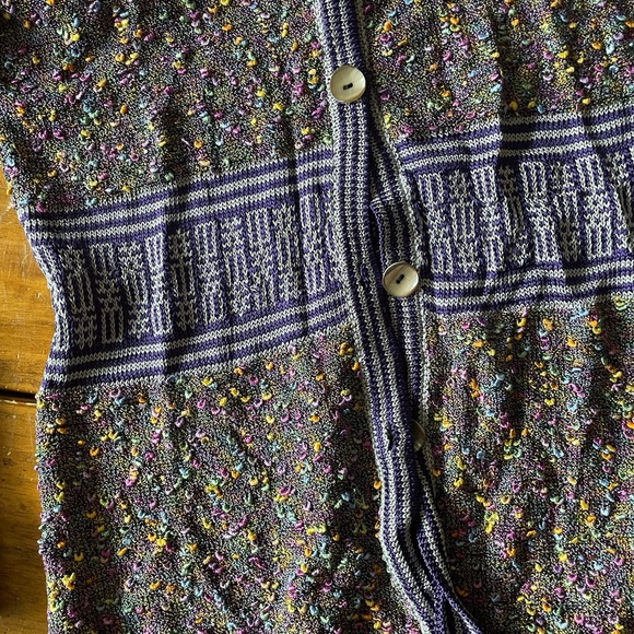 Vintage H MOSS Designs Mclean VA Chenille boucle Cardigan Sweater Sz Small S - Picture 8 of 11